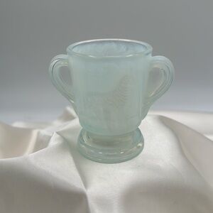 Slag Glass Cup Boyd Art Glass Children's Lamb And Ram.